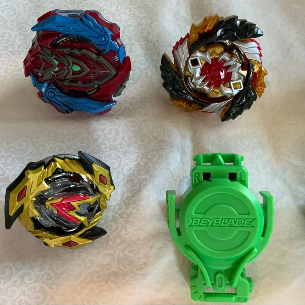 Beyblade Burst Lot Hasbro 5 Tops 2 Launchers Poison-X Hydrus H4 Sting Shock